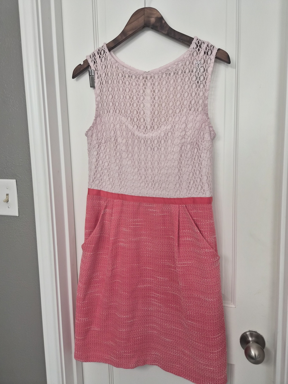 Sandra Darren Two-Tone Pink Lace Top A-Line Dress